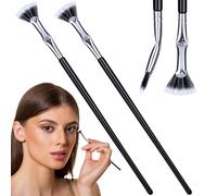 PAGOW 2pcs Folding Angle Scalloped Lash Brush, 2024 New Mascara Fan Brush, Eyelash Comb Separator Makeup Tool, Multifunctional Fan Shaped Mascara Brush with Soft Bristles for Upper Lower Eye Lash