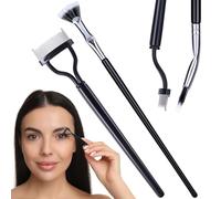 PAGOW 2pcs Folding Angle Scalloped Lash Brush Eyelash Comb, Mascara Fan Brush, Separator Makeup Tool, Multifunctional Fan Shaped Mascara Brush with Soft Bristles for Upper Lower Eye Lash (Black)