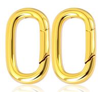 PAGOW 2pcs Oval Necklace Pendant Clasp, 18K Gold Plated Brass Necklace Clasps and Closures, Tiny Bracelets Extender Enhancer Connector for Jewelry Making, Keychains - 0.91"x0.55"