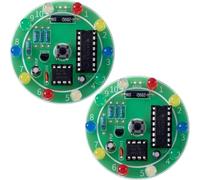 PAGOW 2pcs Soldering Practice Kit, Fiberglass DIY Lucky Wheel LED Light Circuit Board, Soldering Training Kit for Electronic STEM Beginners to Build Rotating Light Project - Mixed Color