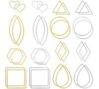 PAGOW 32 pcs Earring Beading Hoop, 8 Shape Hypoallergenic Heart Teardrop Square Round Beading Hoops for Jewelry Making, Earrings Beading Hoop Bulk for DIY Crafts Accessories Supplies (Gold, Silver)