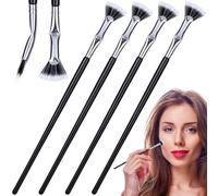 PAGOW 4 Pcs Folding Angle Scalloped Lash Brush, 2024 New Mascara Fan Brush for Lashes, Multifunctional Mascara Brush Eyelash Comb Separator, Eye Lash Fan Brush Wands Makeup Tool (Black Bristles)