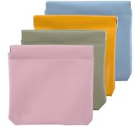 PAGOW 4 Pcs Snap Closure Pouch, Personalized Leather Pouch for Purse, Small Portable Purse Organizer Pouches, Pouches for Purses, Women, Travel (Orange, Green, Blue, Pink)