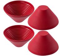 PAGOW 4pcs Round Rubber Jar Opener, Multi Purpose Silicone Jar Opener Gripper, Reusable Anti-Slip Bottle Lid Openers for Kitchen, Seniors, Arthritis -Red