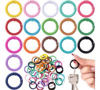 PAGOW 51pcs 25mm Colorful Spring O Rings, Round Metal Key Chain Rings, Small Trigger Snap Key Ring Clips Buckle DIY Accessories for Handbag, Purse, Lanyards, Crafts