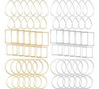 PAGOW 72 pcs Earring Beading Hoop, Hypoallergenic Teardrop Square Round Beading Hoops for Jewelry Making, Earrings Beading Hoop Bulk for DIY Crafts Accessories Supplies (Gold, Silver)
