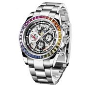 PAGRNE DESIGN Pagani Design Men's Automatic Watch Hollow Out Design Mechanical Waterproof Watch 40 mm Dial Sapphire Crystal PD 1653 Men's Gift (1653 Steel with Coloured Rings)