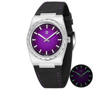 PAGRNE DESIGN Watches for Men - Ultra-Thin 7mm Japanese Quartz Watch with Scratch-Resistant Sapphire Crystal, 100m Waterproof, 316L Stainless Steel, Dress & Casual Wrist Watch for Men, Rubber-Purple