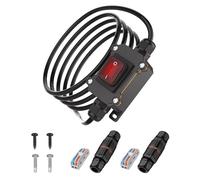 PAGUO Inline Cord Switch IP67 Waterproof with 14 AWG Wire, DC 12V 20A Inline Switch 2 Position 4 Pin with PCT-222 Quick Connector, Outdoor On/Off Toggle Switch with Red LED Rocker Button (10FT)
