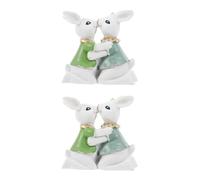 PAGUON 2 Sets Easter Bunny Couple Resin Figurine Romantic Rabbit Statue Home Decor for Day Table Mantle Display Gift for Couples Family