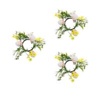 PAGUON 3 Pcs Easter Candle Wreath Decorations with Multicolor Simulated Eggs Plastic Table Centerpiece Spring Holiday Decor for Home Celebration