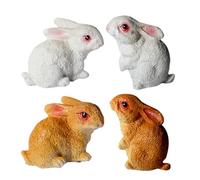 PAGUON 4 Pcs Mini Rabbit Figurines Resin Cute Bunny Statues Micro Landscape Decor Bonsai Countertop Garden Ornaments Easter Table DIY Craft Home Decorations