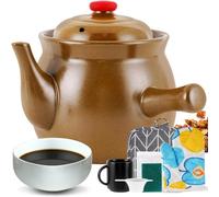 PAGUON Chinese Medicine Cooking Pot Traditional Chinese Herbal Medicine Cooker Earthenware Pot Casserole Stew Pot for Herbs Within,001,3.5L (1 3.5L)