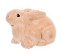 PAGUON Hand Carved Wooden Easter Bunny Figurine Rustic Home Decor Table Cenyerpiece Country Living Room Accent Gift for Holiday Celebration