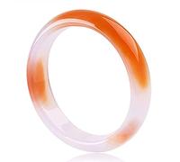 PAGUON Jade Bracelet Bangle for Women Natural Agate, Orange Floating Flower Jade Bangles, Chinese Elegant and Classical Lucky Jade Bracelet, with Jewelry Box, 56-64mm,62mm