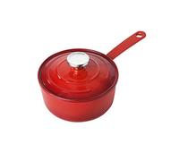 PAGUON Sauce Pan Cast Iron Milk Pot Enamel Enamel Soup Pot Stew Pot 18cm Household Single Handle Baby (Red 18.5x32