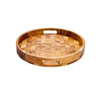 Paguro Herringbone Pattern Round Wooden Serving Tray