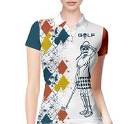 PAGYMO Funny Golf Shirts for Women Print Crazy Pattern Cute Novelty Moisture Wicking Short Sleeve Tennis Polo Shirt, Aop-wpol-02829, L