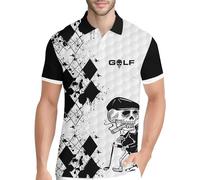 PAGYMO Golf Shirts for Men Polo Shirt for Men Mens Golf Shirt Funny Golf Shirts Crazy Polos Skull Golf Dry Fit Golf Gifts, Aop-polo-10898, Medium