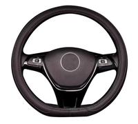 Pahajim D Shape Leather Car Steering Wheel Covers Universal 15 inch/38CM Flat Bottom Steering Wheel Protector Breathable Anti-slip for Auto/Truck/SUV/Van (Black)