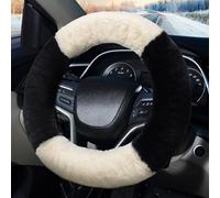 Pahajim Fluffy Car Steering Wheel Covers Soft Warm Furry Plush Universal | Anti-slip, Comfort Wool ,for 36-39cm, Winter Car Interior Accessories for Women and Men, Black White