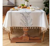 Pahajim Square Tablecloth Cotton Linen Tablecloth Dust-Proof Waterproof Tablecloth with Tassel for Kitchen, Outdoor Dinning Table(55 x 55 Inch)