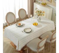 Pahajim Tablecloth Rectangular Table Cloth Cotton Linen Tassel Wipe Clean Washa