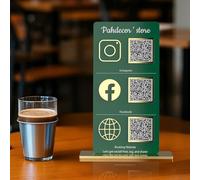 Pahdecor 3D Custom Triple Icon Multi QR Code Sign Personalized Business Social Media Sign Instagram Venmo Scan to Pay Stand Beauty Store Salon Hairdressers Beautician Plaque for Restaurant