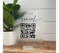 Pahdecor 5 X 7 Inch Mini QR Code Sign, Customized Frosted Transparent Acrylic Sign, Wifi Qr Code Signage, Small Business Scanning Payment Plaque, Leave a Good Review Panel for Beauty Salon