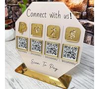 Pahdecor Custom 3D Multi QR Code Social Media Scan to Pay Payment Sign Salon Beauty Hairdressers Let's Get Social (Clear)