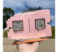 Pahdecor Custom Double QR Code Sign, Scan to Pay, Venmo Instagram Facebook PayPal CashApp Direct Payment, Small Pop Up Shop Review Plaque Beauty Hairdressers Sign (Clear)