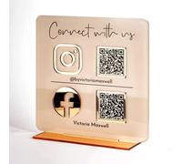 Pahdecor Custom Multi Business QR Code Sign, QR Code Stand, Scan to Pay with Stand Personalized Social Media Signs Acrylic Beauty Store Salon Hairdressers Beautician Plaque for restaurant office