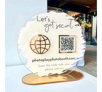 Pahdecor Custom QR Code Social Media Sign, Scan to Pay, Cash App, PayPal, Appointment, Small, White, Acrylic, Table Top, Modern, Minimalist