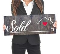 Pahdecor Custom Sold Sign, Real Estate Sold Key Prop, Personalise Real Estate Signs Key, Realtor Supplies, Sold Sign for New Homeowners (Black)
