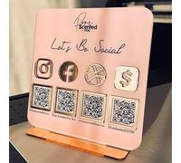Pahdecor Multi QR Code Business Social Media Sign - PayPal, Venmo, Cashapp - Acrylic - Elegant Style - White - Table Top - Sign
