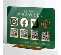 Pahdecor Multi QR Code Instagram Facebook Business Social Media Sign Cash App Sign Stand Scan to Pay Sign PayPal Payment QR Code Sign Small Plaque Pop Up Shop (Clear)