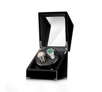 PAHION Automatic Watch Winder for Two Watches Leather Surface Watch Storage Display Box with Quiet Japanese Motor AC Adapter Or Battery Powered The Rotation Stops When The Lid is Opened