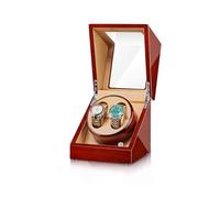 PAHION Automatic Watch Winder for Two Watches Leather Surface Watch Storage Display Box with Quiet Japanese Motor AC Adapter Or Battery Powered The Rotation Stops When The Lid is Opened