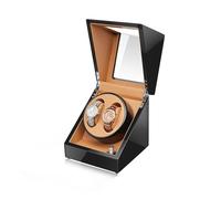 PAHION Automatic Watch Winder for Two Watches Leather Surface Watch Storage Display Box with Quiet Japanese Motor AC Adapter Or Battery Powered The Rotation Stops When The Lid is Opened
