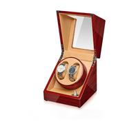 PAHION Automatic Watch Winder for Two Watches Leather Surface Watch Storage Display Box with Quiet Japanese Motor AC Adapter Or Battery Powered The Rotation Stops When The Lid is Opened