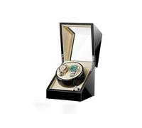 PAHION Automatic Watch Winder for Two Watches Leather Surface Watch Storage Display Box with Quiet Japanese Motor AC Adapter Or Battery Powered The Rotation Stops When The Lid is Opened