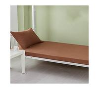 PAHION Fitted Sheets Only Twin Single 15cm Deep Pocket Bottom Sheet Selected 100% cotton summer Solid color Bed Sheet Small Double King Queen Super King (Color : Brown, Size : 90x190+15 cm)