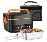 PAHTTO Electric Lunch Box for Adults, 1.2 L Heated Lunch Box Stainless Steel with Rechargeable Battery, Portable Food Warmer with Removable Inner Box, Suitable for Car Truck Office Travel