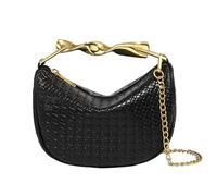 PAHVRION Women's Straw Woven Crossbody Bag 2025 Summer Chic PU Leather Mini Satchel Purse, Black