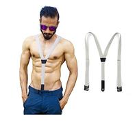 PAHVRION Y Back Hidden Suspenders for Men, Invisible Suspender for Untucked Men Adjustable Under the Shirt Suspenders, Grey
