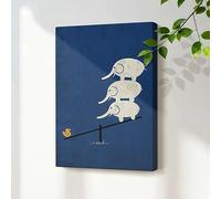 PAHZQPMX A human pyramid and ducks on a seesaw Abstract Canvas Wall Art Home Decor(40x50cm/No frame)