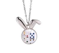 Pai Gow Donoes Dice Gambling Rabbit Necklace Pendant Bunny Animal Jewelry Gift
