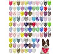 Pai Sence 100 Pcs Paw Print Dog Bandanas Bulk, Large | Cute Puppy Paw Bone Triangle Pet Scarf Bib Kerchief Set for Large Dogs, Pet Shop Birthday Party Supplies