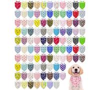 Pai Sence 100 Pcs Paw Print Dog Bandanas Bulk,Medium | Cute Puppy Paw Bone Triangle Pet Scarf Bib Kerchief Set for Medium Dogs, Pet Shop Birthday Party Supplies