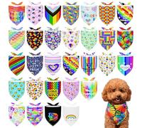 Pai Sence 30 Pack Pride Dog Bandanas Bulk for Small Dogs Kittens Breed 18 Inch Rainbow Dog Bandanas XS Puppy Doggy LGBT Dogs Bandana Grooming S